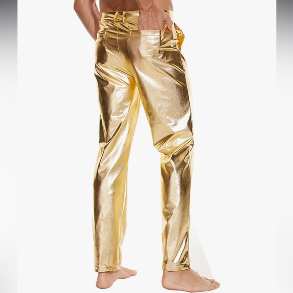 Gold rave club dance pants festival psychedelic costume party fetish techno nwt